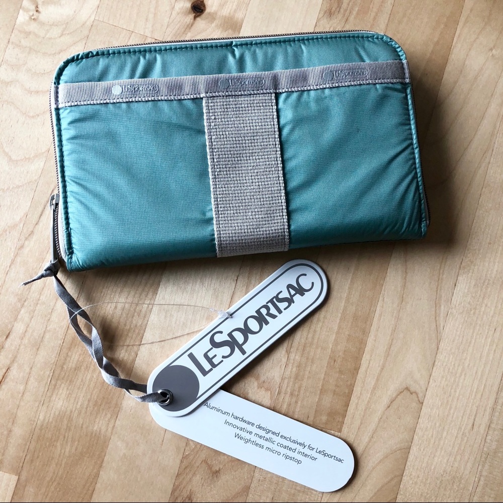 LeSportsac Everyday Wallet in a light blue/green